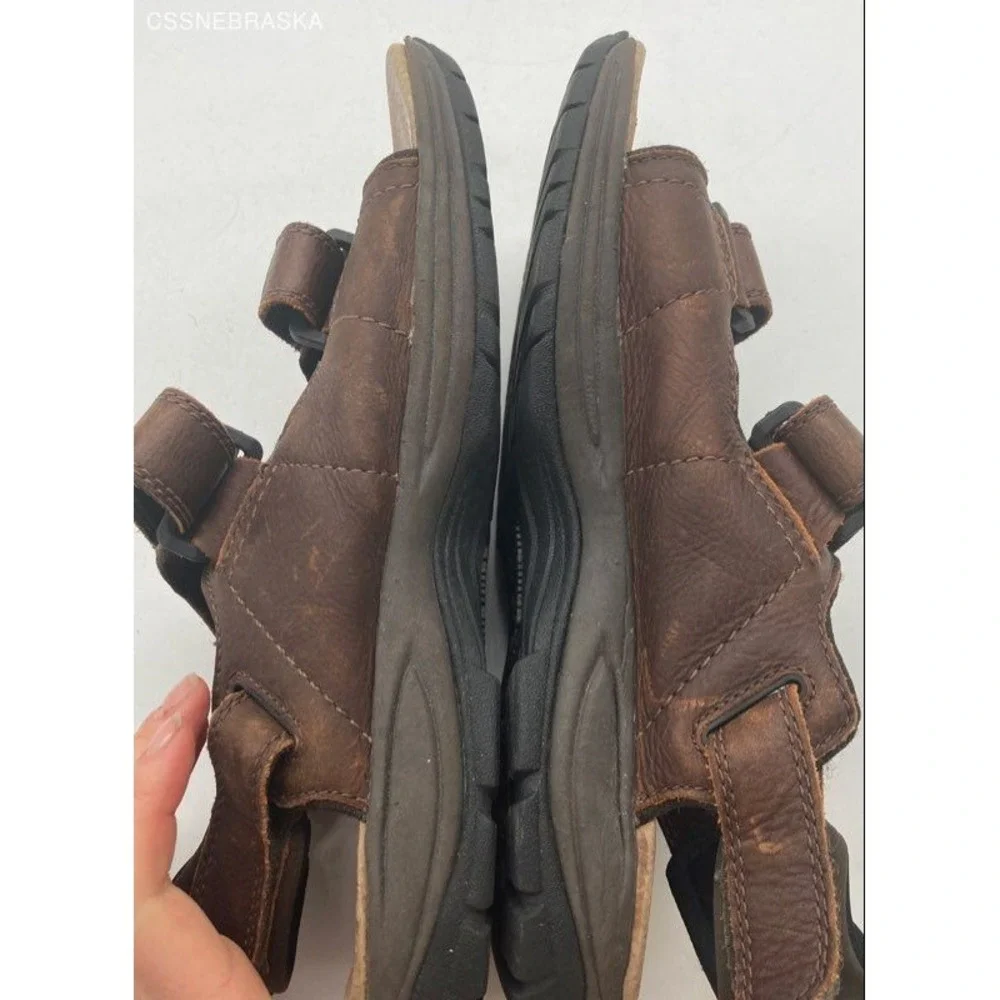 Dunham Brown Leather Strappy Sandals w/ Rubber Sole‎ - Size 10
